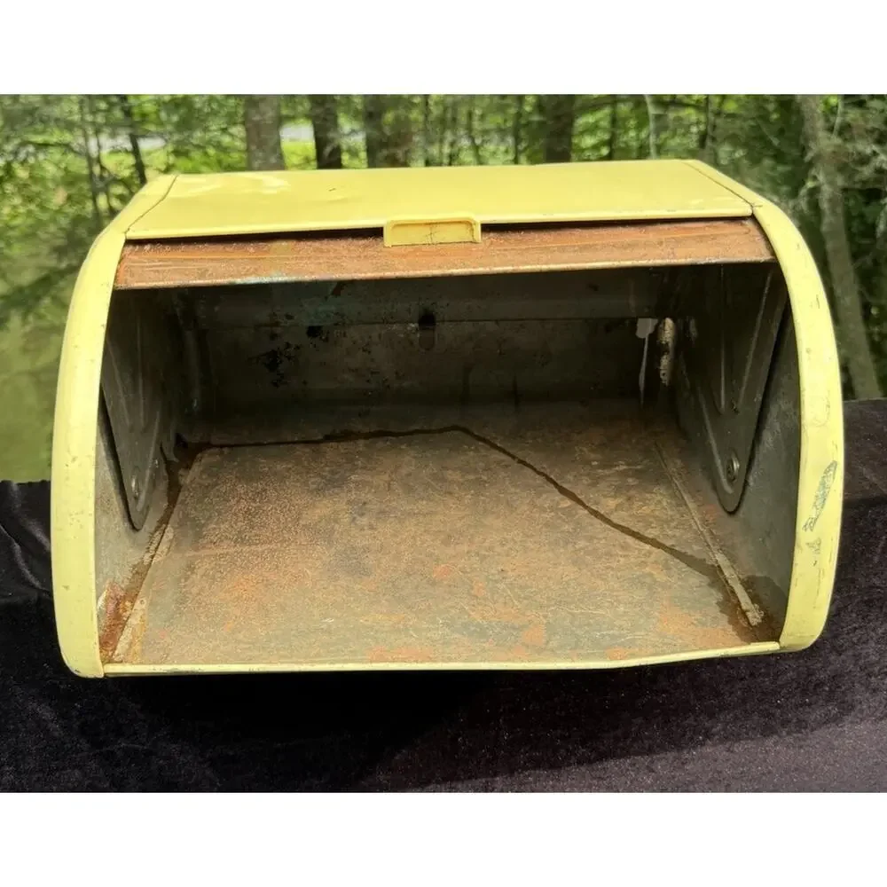 Vintage 1950’s Ransburg Metal Bread Box Roll Top Lid All Original